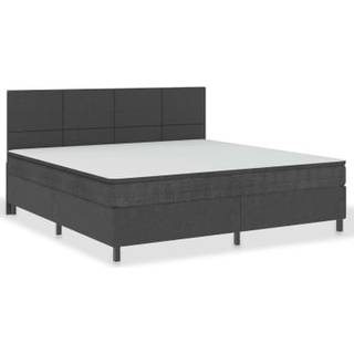 seng med boxmadras 200x200 cm stof mørkegrå
