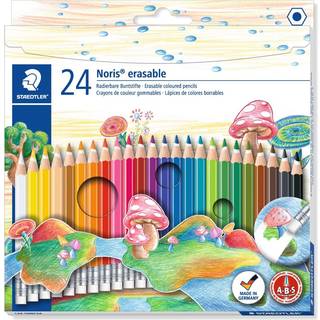 Staedtler Noris Farveblyant med viskelæder, 24 ass.
