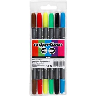 Colortime Dobbelttusch - 6 stk. med 2 stregtykkelser