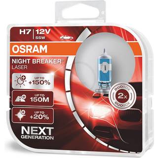 Osram Night Breaker Laser H7 pærer +150% mere lys (2 stk) pakke