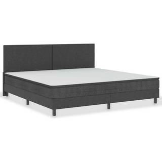 seng med boxmadras 200x200 cm stof mørkegrå