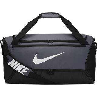 Nike Brasilia Training Medium Duffle Bag Holdbar Nike Duffle Bag til kvinder og m?nd med justerbar rem Flint Gr?/sort/hvid