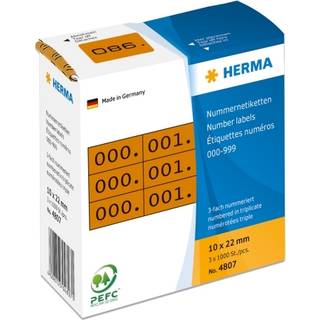 HERMA self-adhesive number labels - 3000 label(s) - 10 x 22 mm