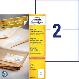 Avery LR3655 Shipping etiketter til pakker 2 pr. ark 210 x 148 100 ark