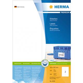 Herma etiket Premium laser 105x297mm, 100 ark af 2 etiketter, hvid