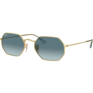 Ray - Ban Unisex RB3556N OCTAGONAL 91233M Solbriller Metal Guld Blå Geometrisk Normal Skygge