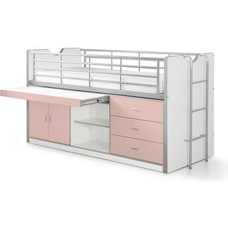 Halvhøj seng 90x200 med skrivebord – Bonny, grå