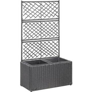 espalier med plantekasse 2 krukker 58x30x107 polyrattan brun