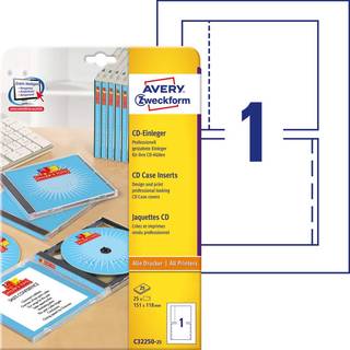 Avery C32250-25 CD Inserts for og bag  25 ark