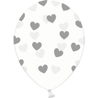 Balloner m/ Mint hjerter - 30 cm - Transparent - 6 stk./ps