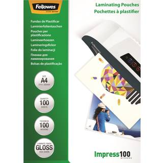 Fellowes Lamineringslommer A4 100 mic. 100/pk, Blank 5351111