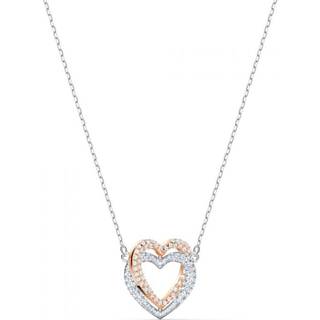 Swarovski Infinity Halskette, Herz, Weiß, Metallmix