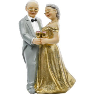 1 stk. Bryllupsfigur Guldbryllup brud og gom 12 cm