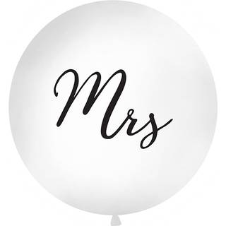 1 stk. Kæmpe Ballon Hvid 'Mrs' – Biologisk Nedbrydeligt Latexbryllupspynt 1 Meter