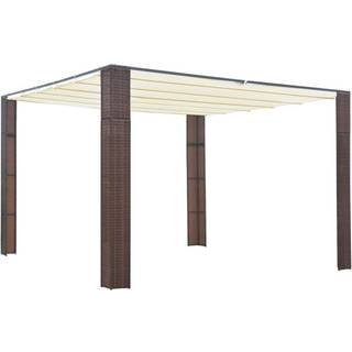 pavillon med tag polyrattan 300x300x200 cm grå antracitgrå