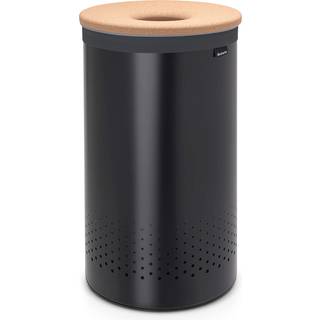 Brabantia vasketøjskurv - Mat Sort med Kork låg - 60 liter