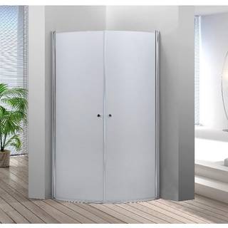 Nortiq buet brusehjørne med frostet glas, krom profiler - 90 x 90 cm