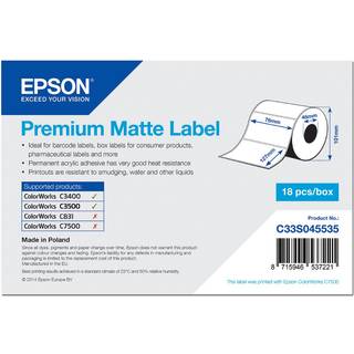 Epson Premium Matte Rulle, udstansede labels 76 mm × 127 mm ( 265 Labels )
