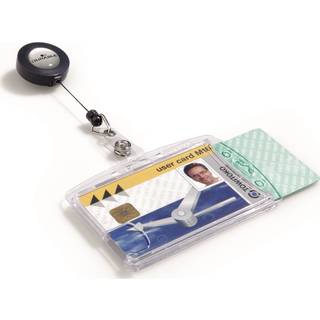 Durable ID-kortholder med yoyo 54x85mm til 2 kort