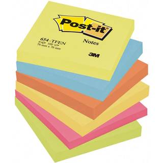 Post-it notes 654TFEN 76x76mm 6 assorterede neon farver