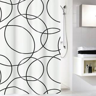 Kw forhæng rings sort/hvid 180x200cm