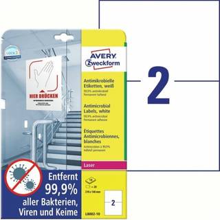 Avery Antimikrobielle etiketter 210x148mm hvide 20 etiketter