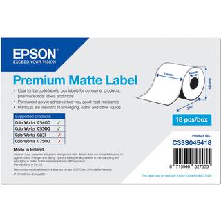 Epson Etiketter Premium Matte Kontinuerlig 76 Mm X 35 M – Tm-c3400