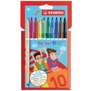 Stabilo 222-10-01 trio 2in1 Filtpenne tyk og tynd, 10 farver