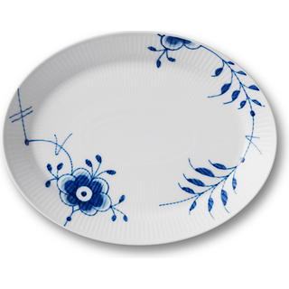 Royal Copenhagen Blå Mega Riflet oval tallerken 30 cm