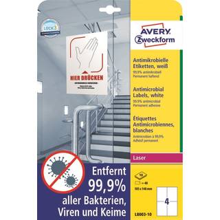 Avery Antimikrobielle etiketter 105 x 148 hvide mm, 40 stk.