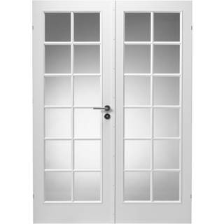 Swedoor Style SP12+SP12 hvidmalet dobbeltdør celle m/glas m15x21 / 72,5+72,5x204cm