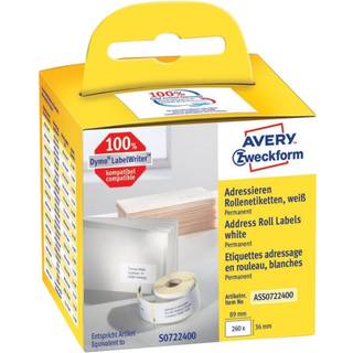 Avery Labelrulle, Addresse, 89x36mm, ASS0722400, 260stk