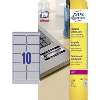 Avery L6012-20 Heavy duty etiketter, silver 10 pr. ark 96x50,8 20 ark
