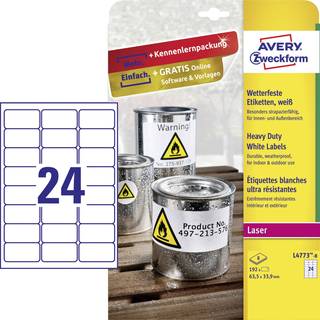 Avery L4773-8 Heavy Duty etiketter 63,5x33,9mm 8ark