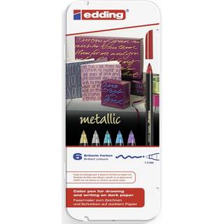 Edding 1200-6s metalbox med 6stk. Metalfarve markers, fin rund spids 1mm