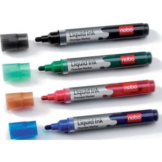 Nobo whiteboard marker rund spids 3 mm hurtigtørrende blæk, pakke/12 stk. Assorteret