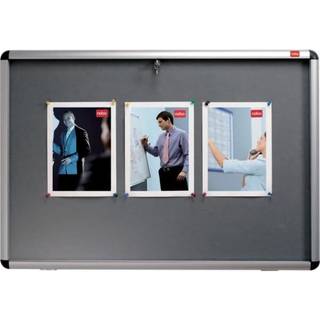 Nobo opslagsskab med glas og lås 74,5x102,5cm grå filt