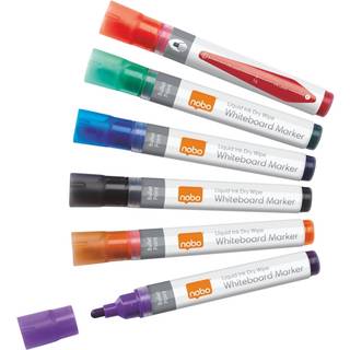 Nobo whiteboard marker med rund 3mm spids, pakke med 6 stk
