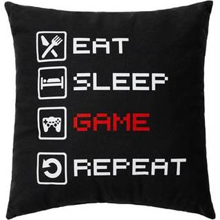 Pyntepude til børn - 40x40 cm - Eat, sleep, game, repeat - 100% Bomuld - Borg Living