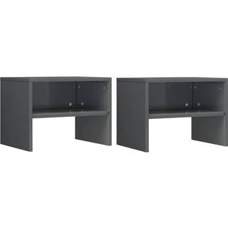 sengeborde 2 stk. 40x30x30 cm konstrueret træ Sort