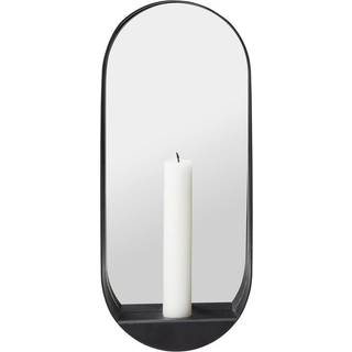 Gejst Glim spejl/lysestage oval 12x28 cm Sort