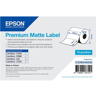 Epson etiketrulle, normalt papir, 102x76 mm - C33S045532
