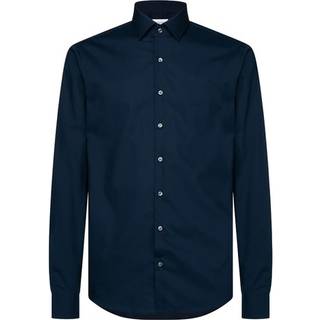 Slim Poplin Stretch Shirt - Blue - 38