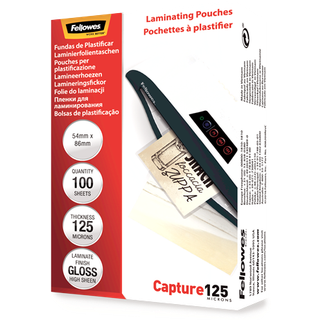 Fellowes lamineringslommer 54x86mm 125 mic blank