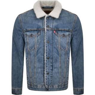 Levi'stil mænd. 16365-0128 Trucker jakke Type III Sherpa blå (L), Casual, Bomuld, Denim, Lange ærmer, Bæredygtig