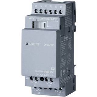 Siemens LOGO! DM8 230R, udvidelsesmodul, PU/I/O: 230V/230V/relæ, 2TE, 4 DI/4