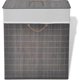 vasketøjskurv bambus rektangulær mørkebrun