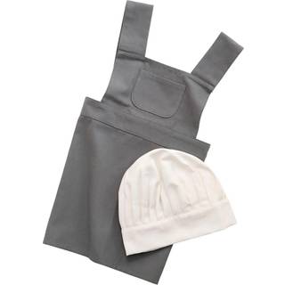 Sebra Børneforklæde m/kokkehue, elephant grey/classic white