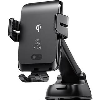 SiGN 15W Qi-oplader med mobilholder til bil- Sort