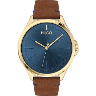 HUGO 1530134 Smash Gold Plated Brown Leather Strap Watch - W45251